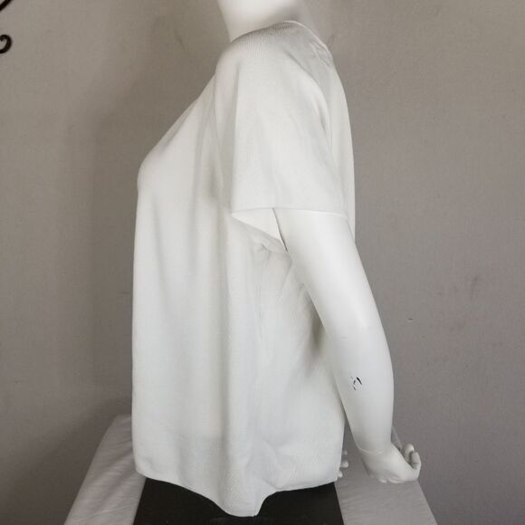 Coldwater Creek Short Sleeve‎ Ribbed White Blouse - Picture 4 of 8